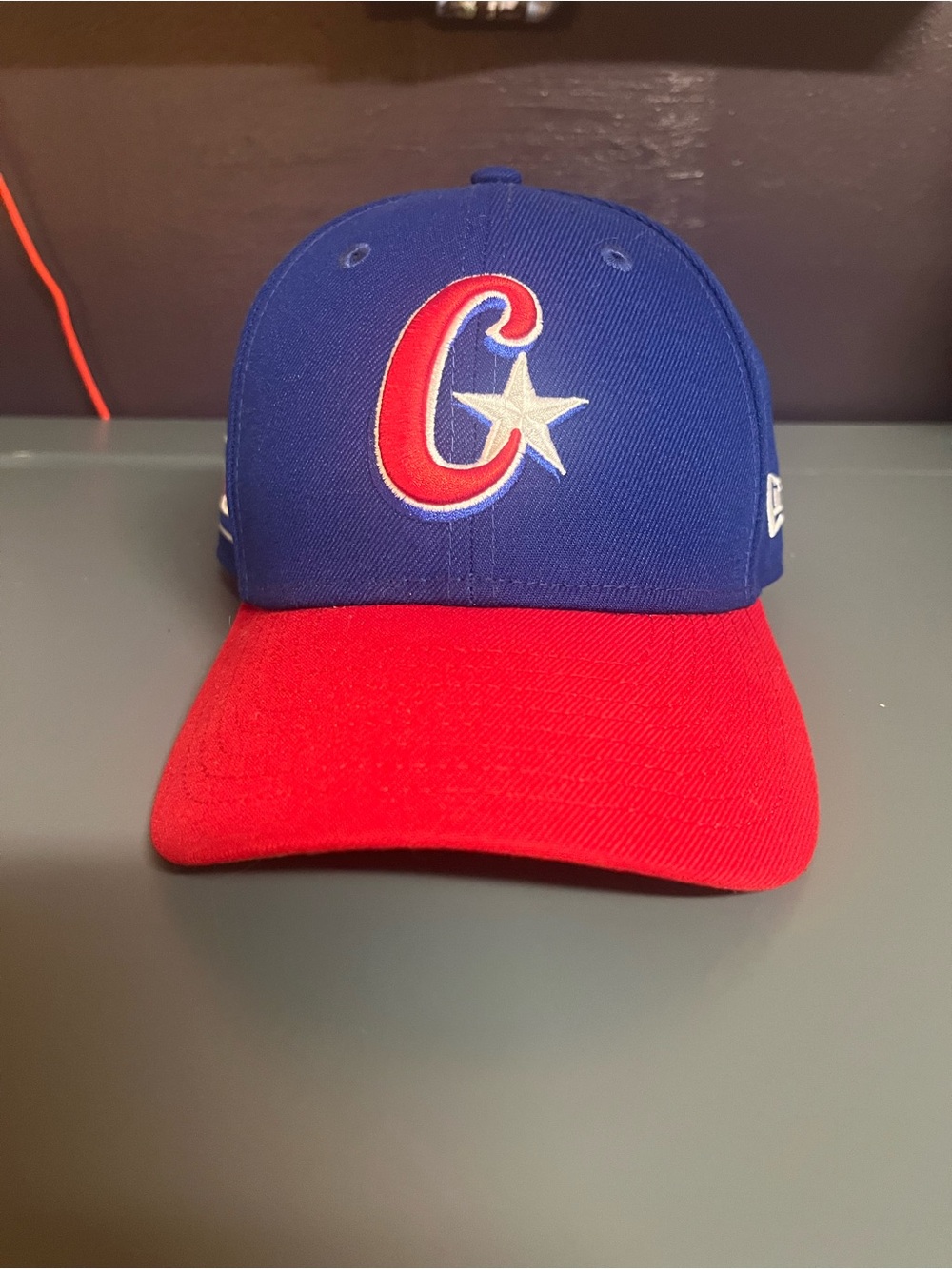 New Era Blue and Red Curved-Brim Baseball Cap with Star C Logo